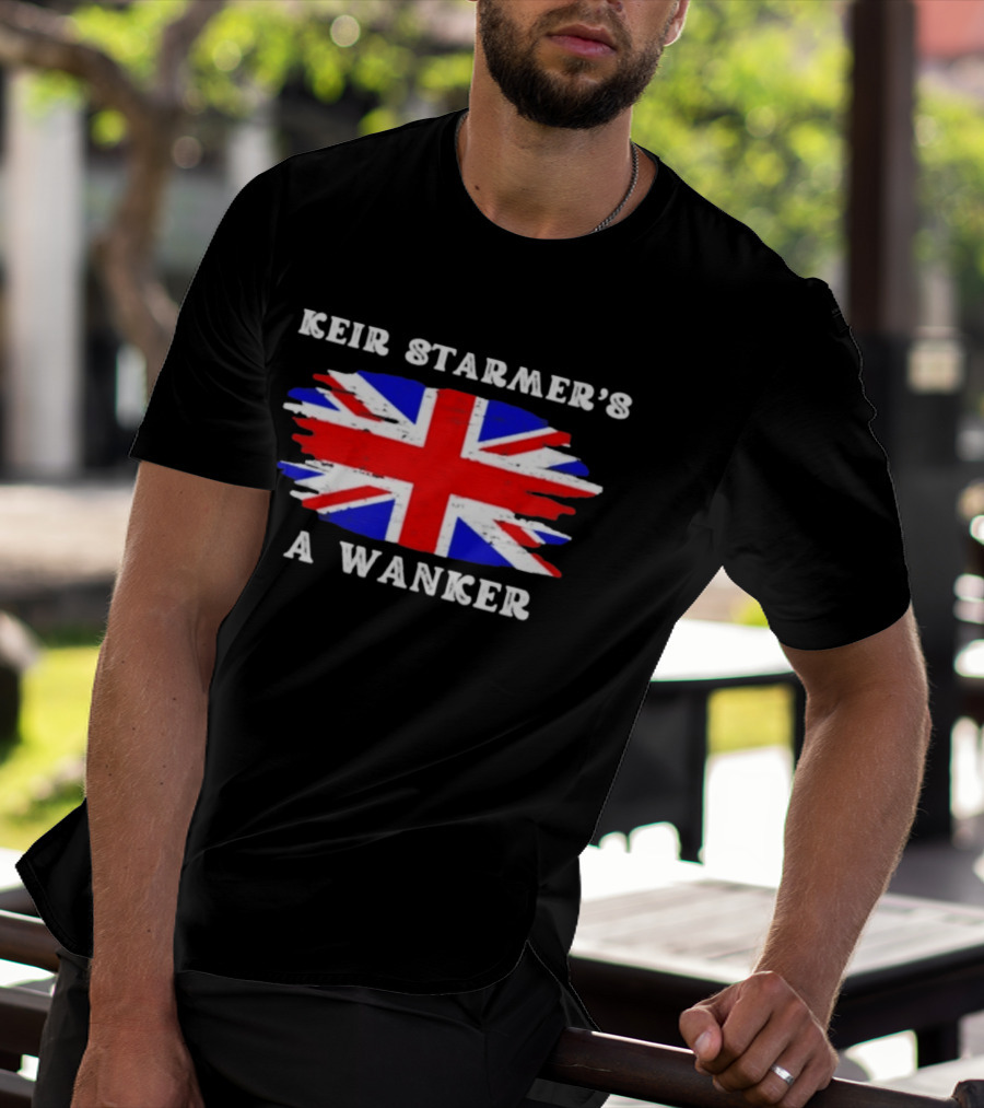 Keir Starmer's A Wanker Union Jack Flag British Political Satire T-Shirt