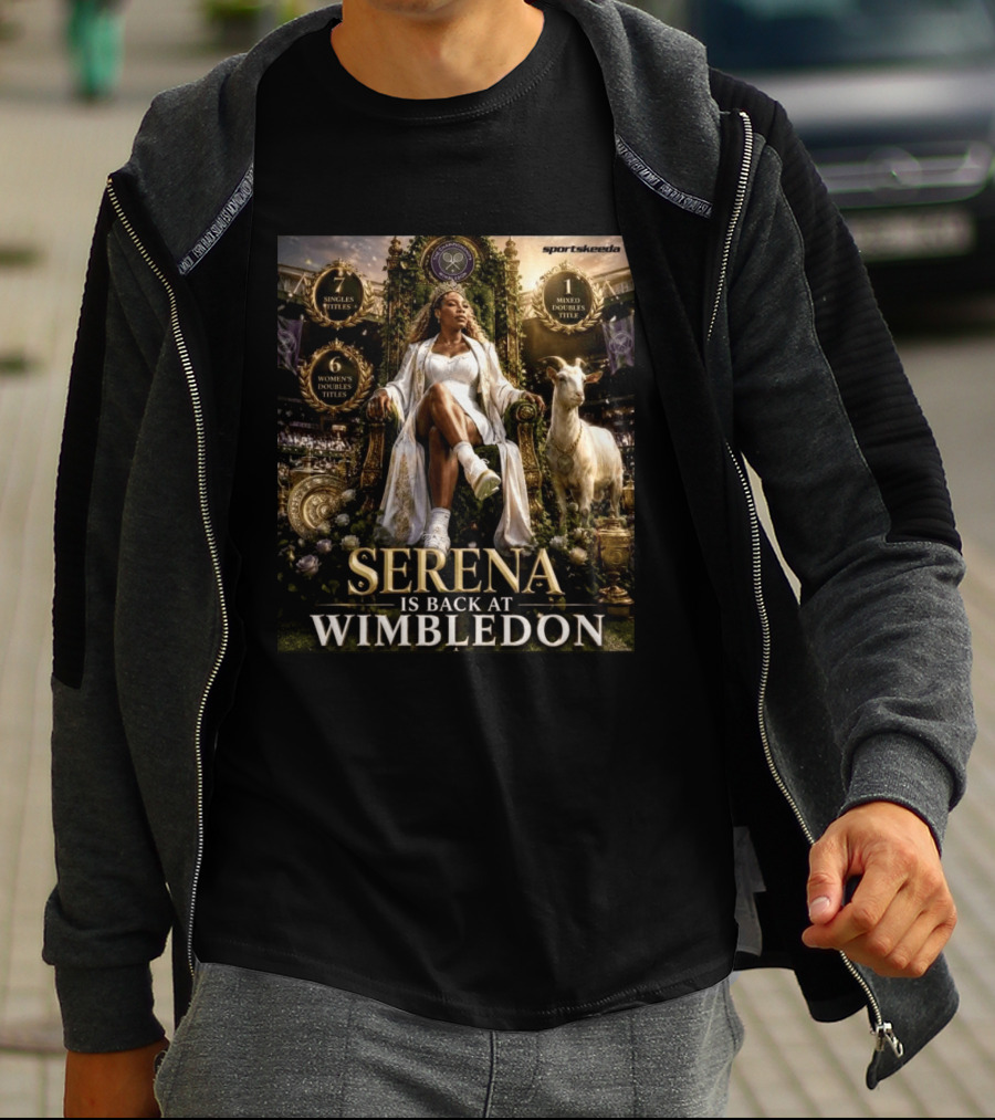 Serena Williams Is Back At Wimbledon 7 Singles 6 Women's Doubles 1 Mixed Doubles Titles T-Shirt