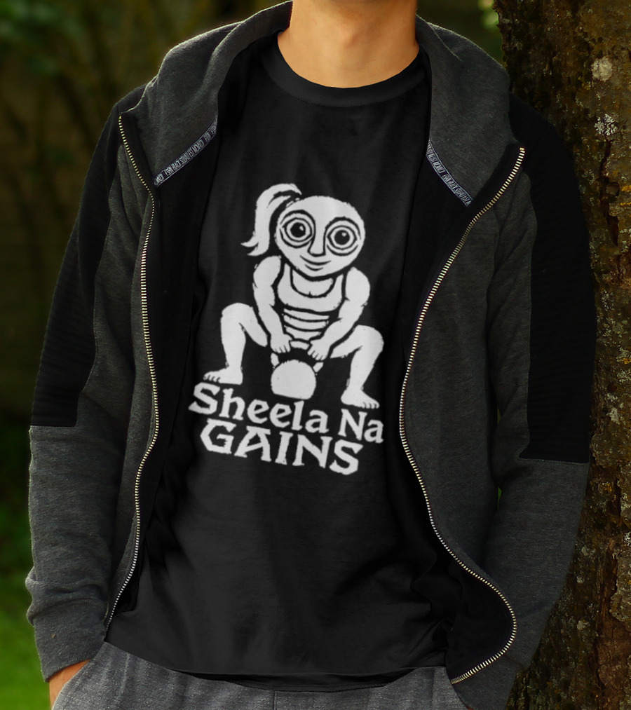 Sheela Na Gig Kettlebell Exercise Sheela Na Gains Fitness Workout Lifting T-Shirt