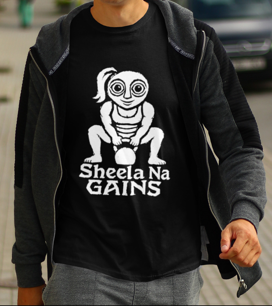 Sheela Na Gig Kettlebell Exercise Sheela Na Gains Fitness Workout Lifting T-Shirt