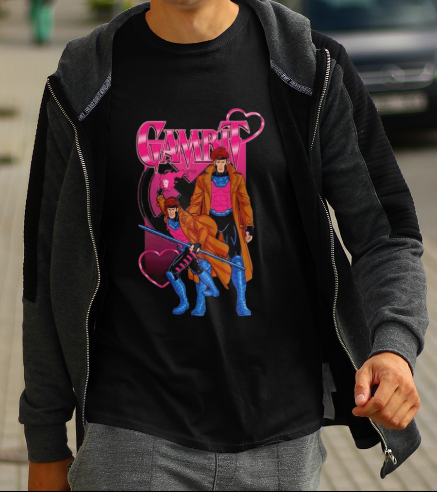 Gambit X Men Marvel Comics Character Playing Cards Hearts And Staff T-Shirt