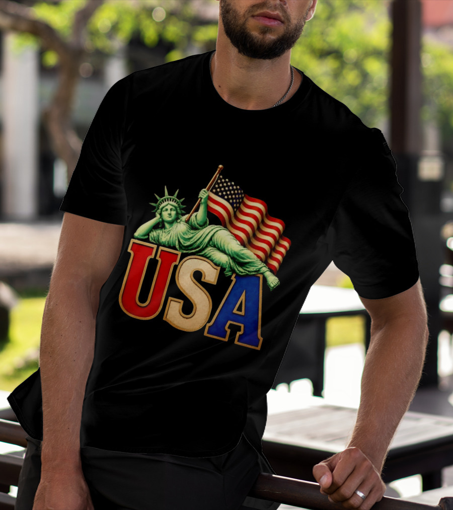 Statue Of Liberty USA Flag Patriotic T-Shirt