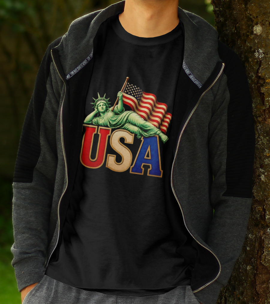 Statue Of Liberty USA Flag Patriotic T-Shirt