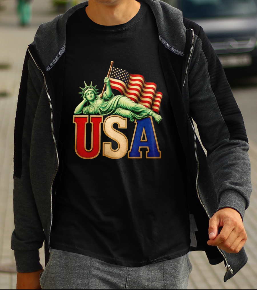 Statue Of Liberty USA Flag Patriotic T-Shirt