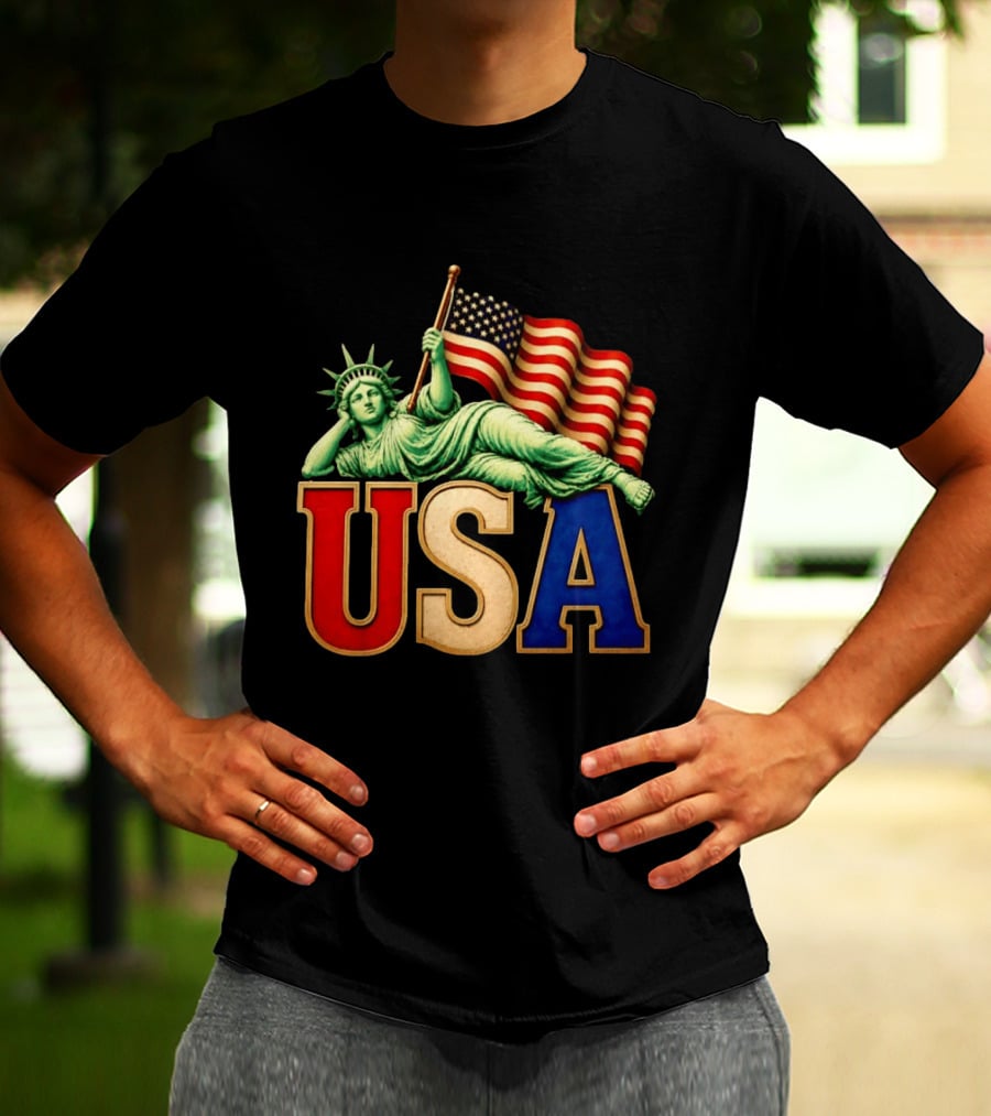 Statue Of Liberty USA Flag Patriotic T-Shirt
