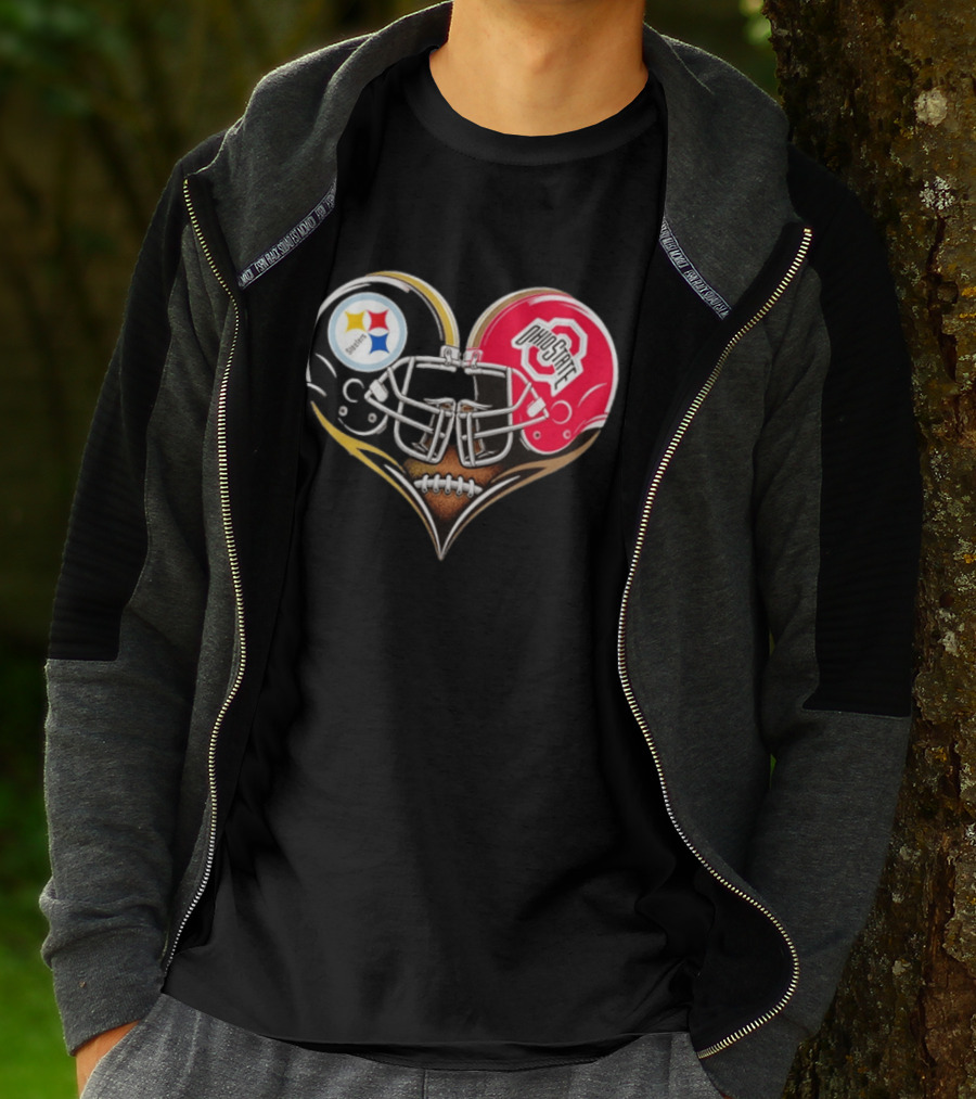 Steelers Ohio State Buckeyes Heart Helmet Fan Love T-Shirt