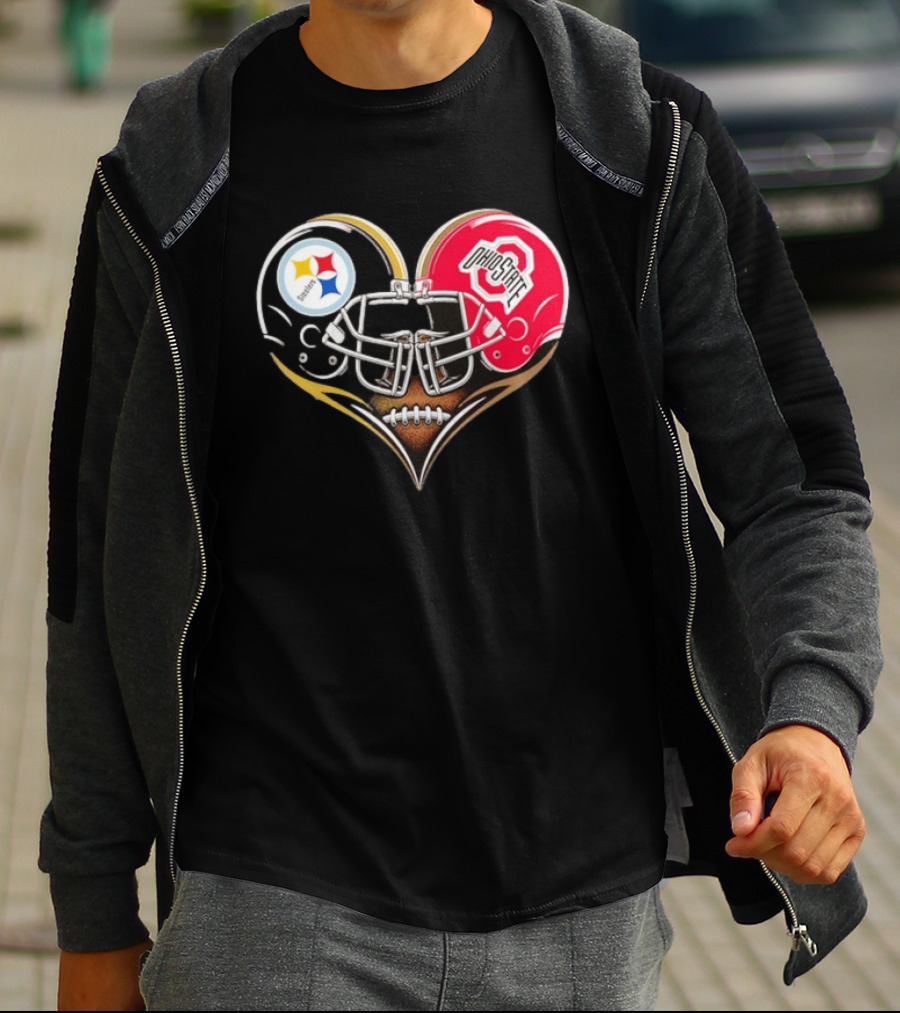 Steelers Ohio State Buckeyes Heart Helmet Fan Love T-Shirt