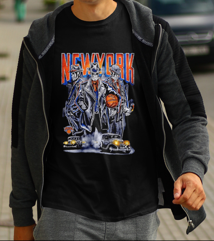 New York Gangster Skeletons Knicks Basketball Mobster T-Shirt