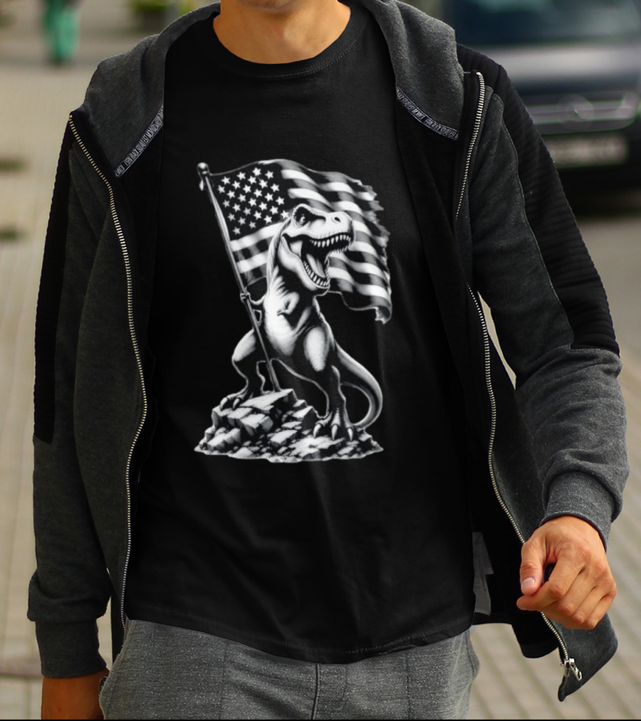 Tyrannosaurus Rex American Flag Patriotic Dinosaur Fan T-Shirt