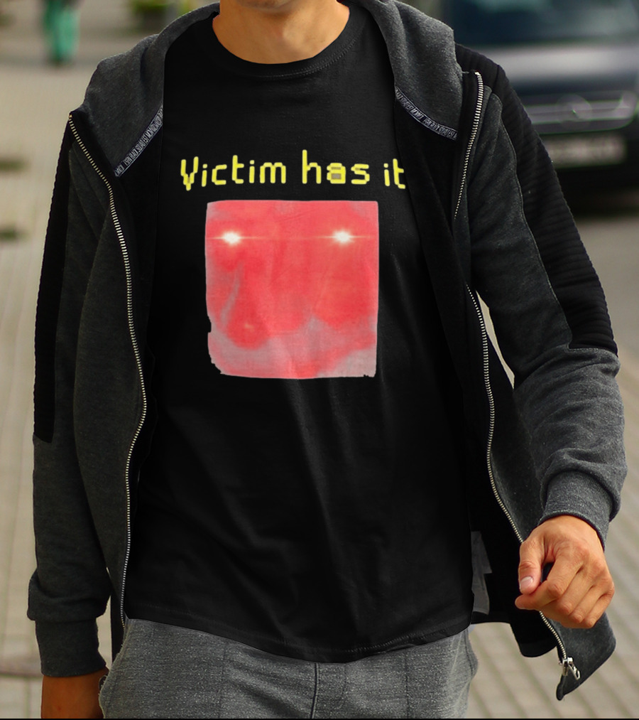 Victim Has It Bright Red Square Eyelights T-Shirt