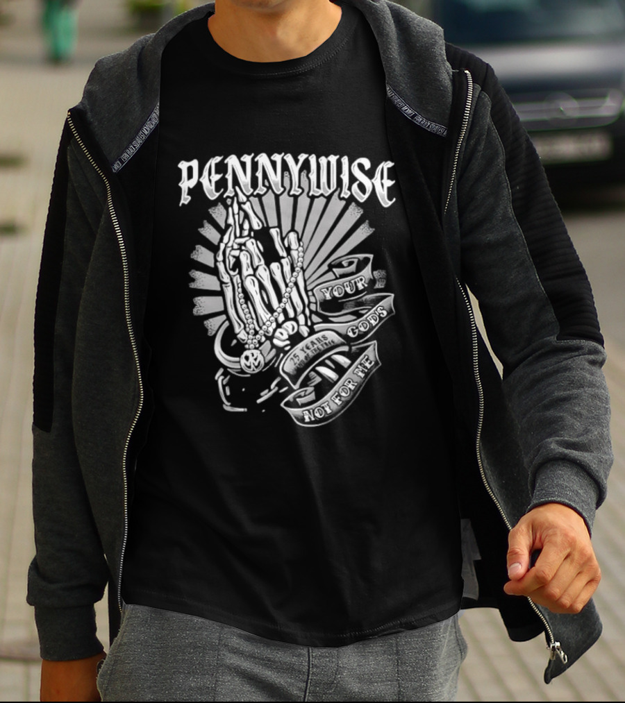 Pennywise Praying Skeleton Hands Your Gods Not For Me 25 Years T-Shirt
