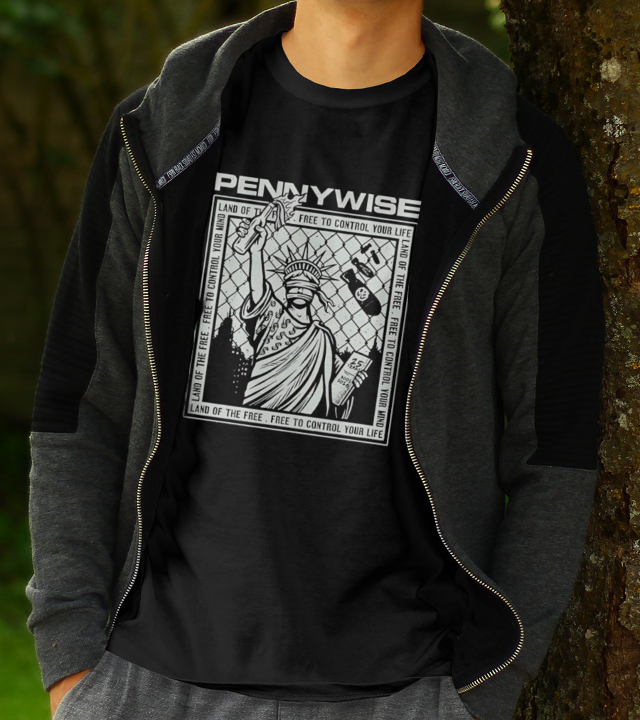 Pennywise Land Of The Free Liberty 25 Years 2001 2026 Control Your Mind Statue Bomb T-Shirt