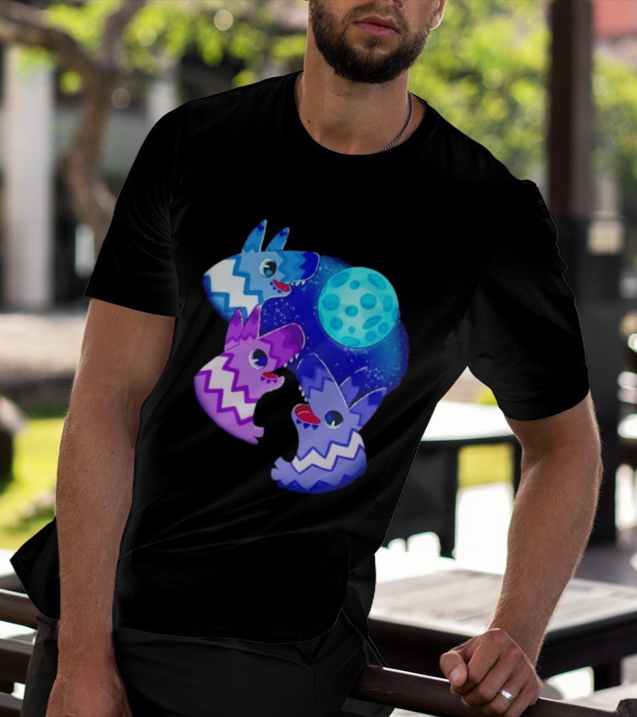 Pinata Dogs Howling At The Moon Blue Zigzag T-Shirt