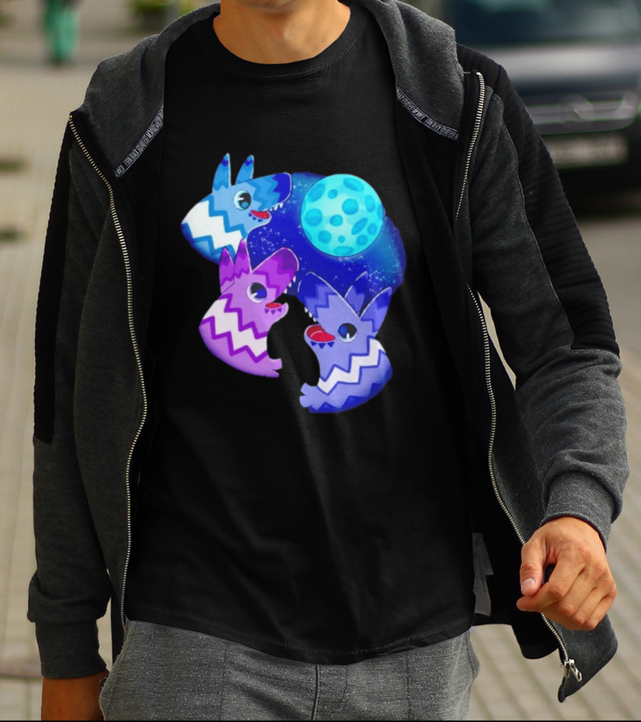 Pinata Dogs Howling At The Moon Blue Zigzag T-Shirt