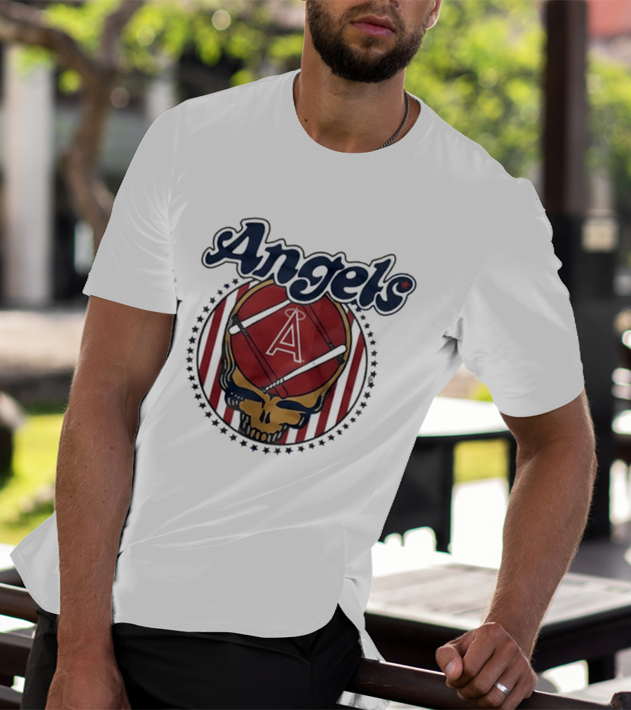Los Angeles Angels Grateful Dead Steal Your Face Baseball Angels Skull T-Shirt