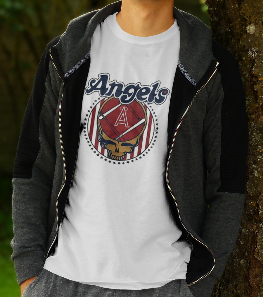 Los Angeles Angels Grateful Dead Steal Your Face Baseball Angels Skull T-Shirt