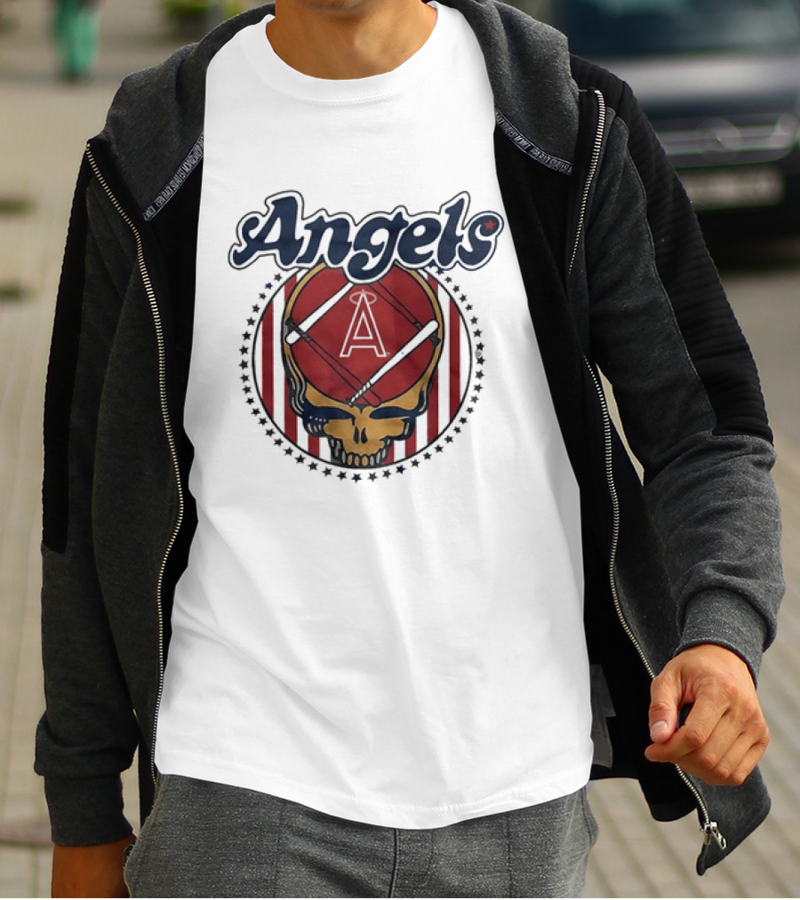 Los Angeles Angels Grateful Dead Steal Your Face Baseball Angels Skull T-Shirt