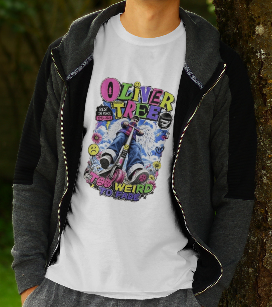 Oliver Tree Rest In Peace 1993 2023 Too Weird To Fade Angel Wings Scooter Floral T-Shirt