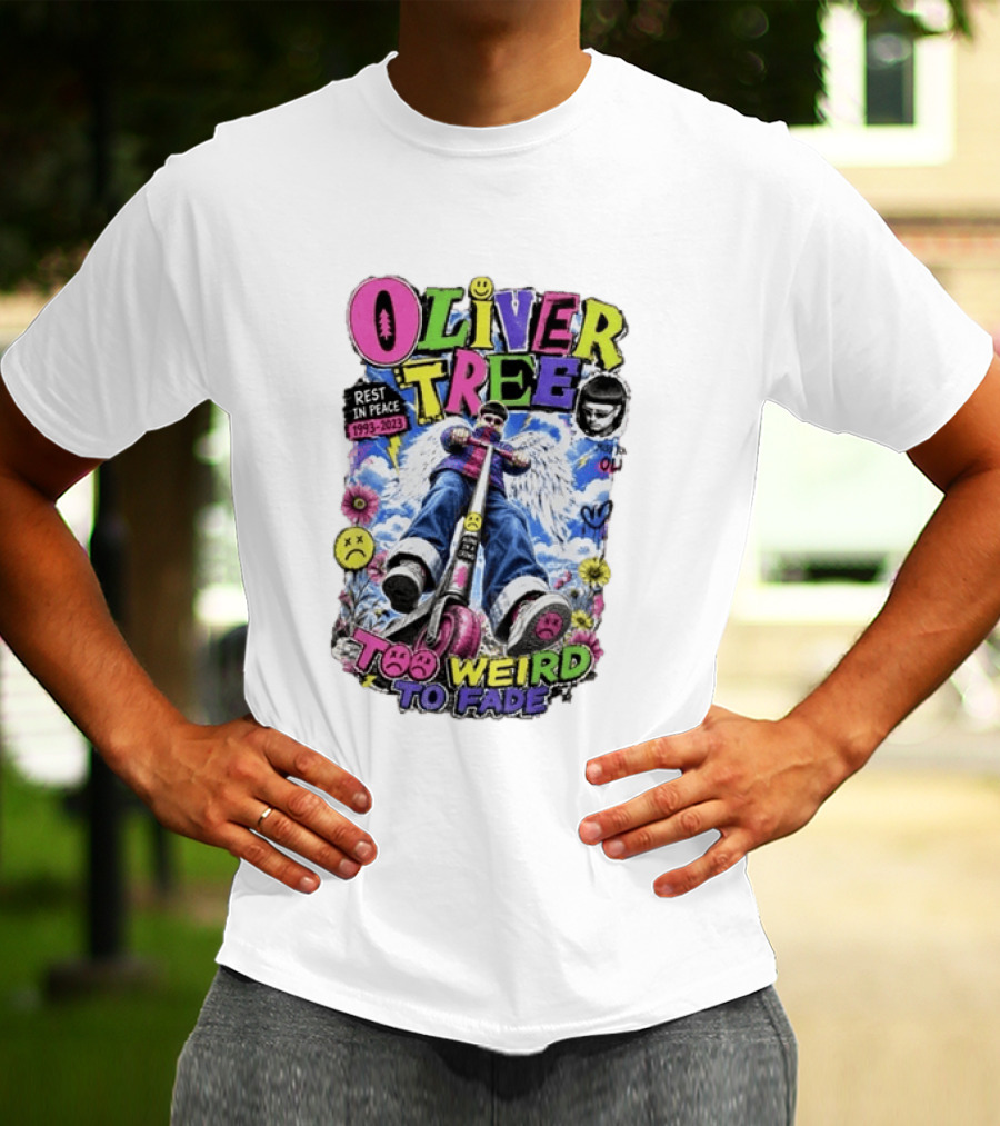 Oliver Tree Rest In Peace 1993 2023 Too Weird To Fade Angel Wings Scooter Floral T-Shirt