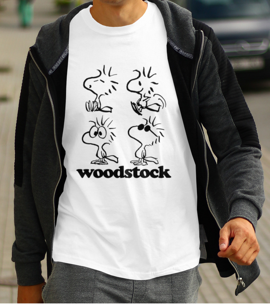 Woodstock Sitting Dancing Staring Wearing Sunglasses Peanuts Comic T-Shirt