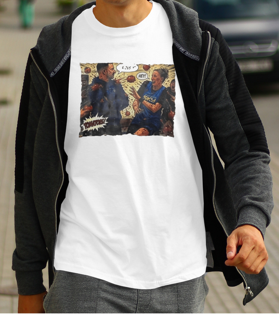 Chicago Sky Basketball Seriously Hey Tomatoes Comic Scene T-Shirt