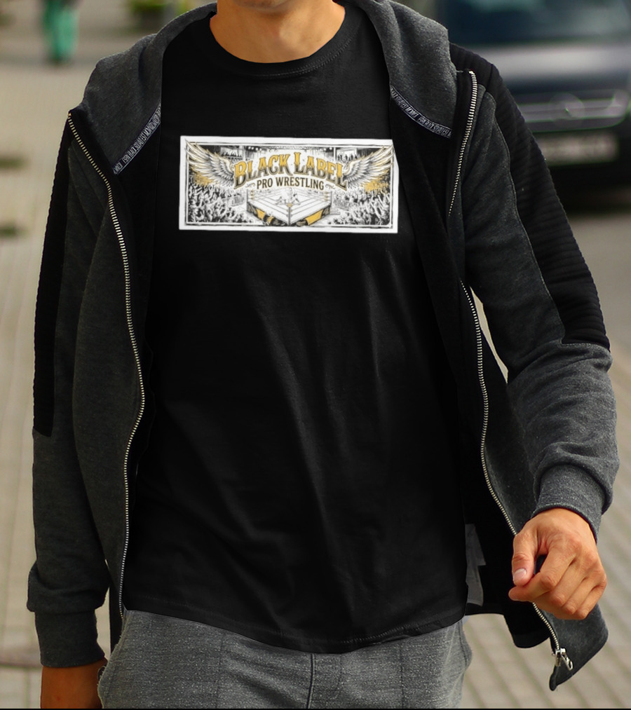 Black Label Pro Wrestling Winged Ring Fans Indie Wrestling T-Shirt
