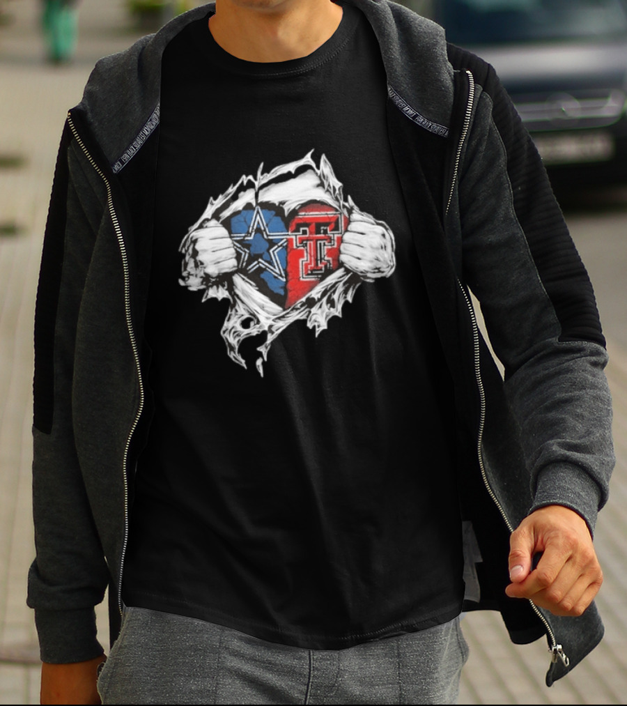 Cowboys Texas Tech Ripped Heart T-Shirt