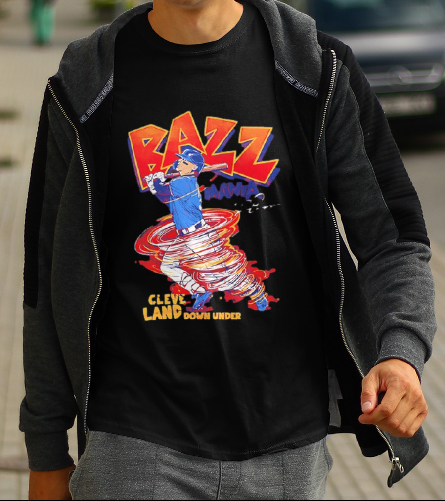 Bazz Mania Cleveland Down Under Travis Bazzana Batting Baseball T-Shirt