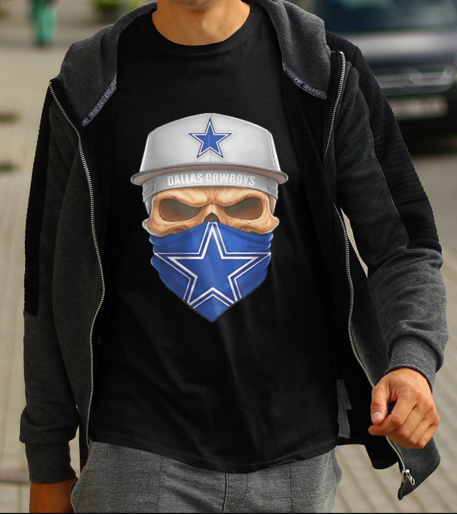 Dallas Cowboys Skull Bandana Cap Men Star T-Shirt