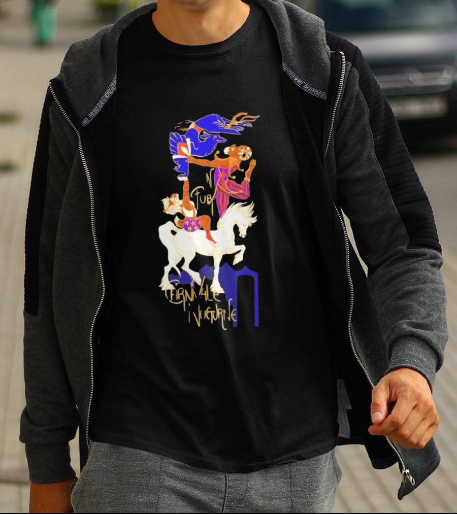 Carnivale Nocturne Jester And Horse With Vibrant Circus Animal And Bird T-Shirt