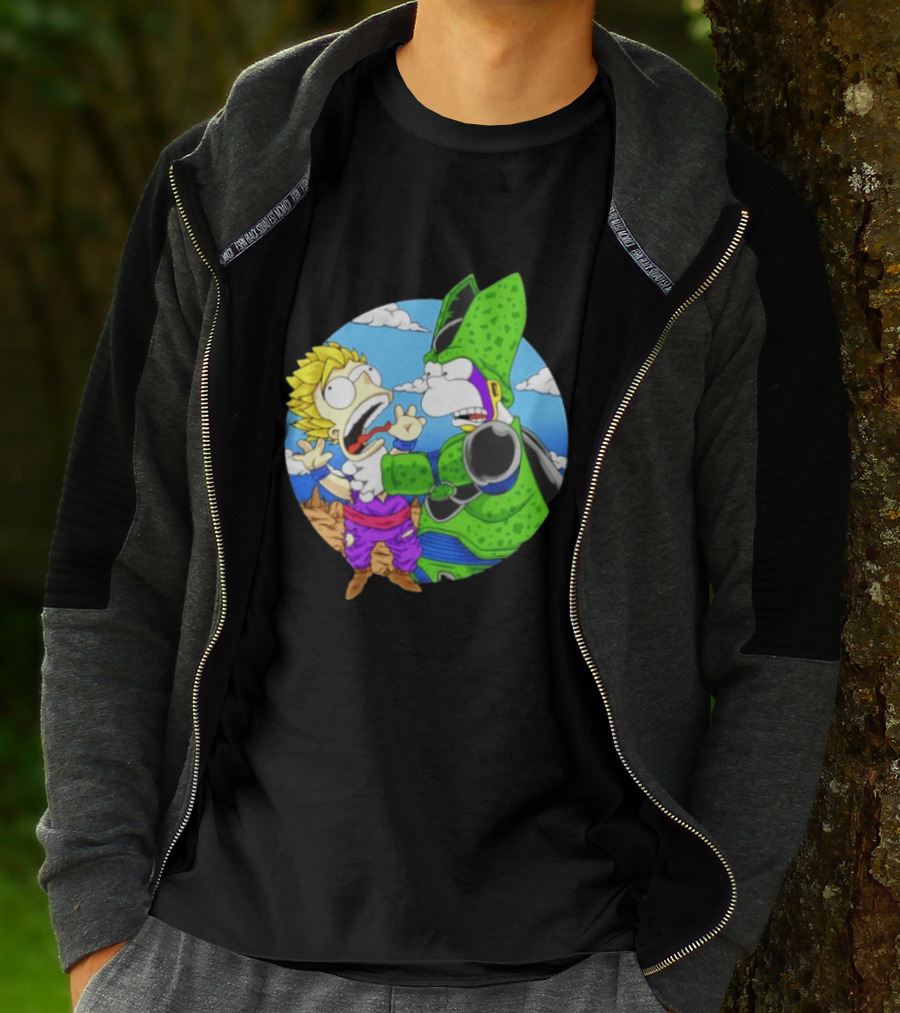 Gohan Cell Dragon Ball Z Bart Homer Simpson Mashup Clash T-Shirt