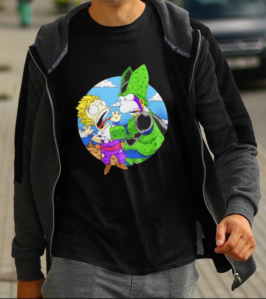 Gohan Cell Dragon Ball Z Bart Homer Simpson Mashup Clash T-Shirt