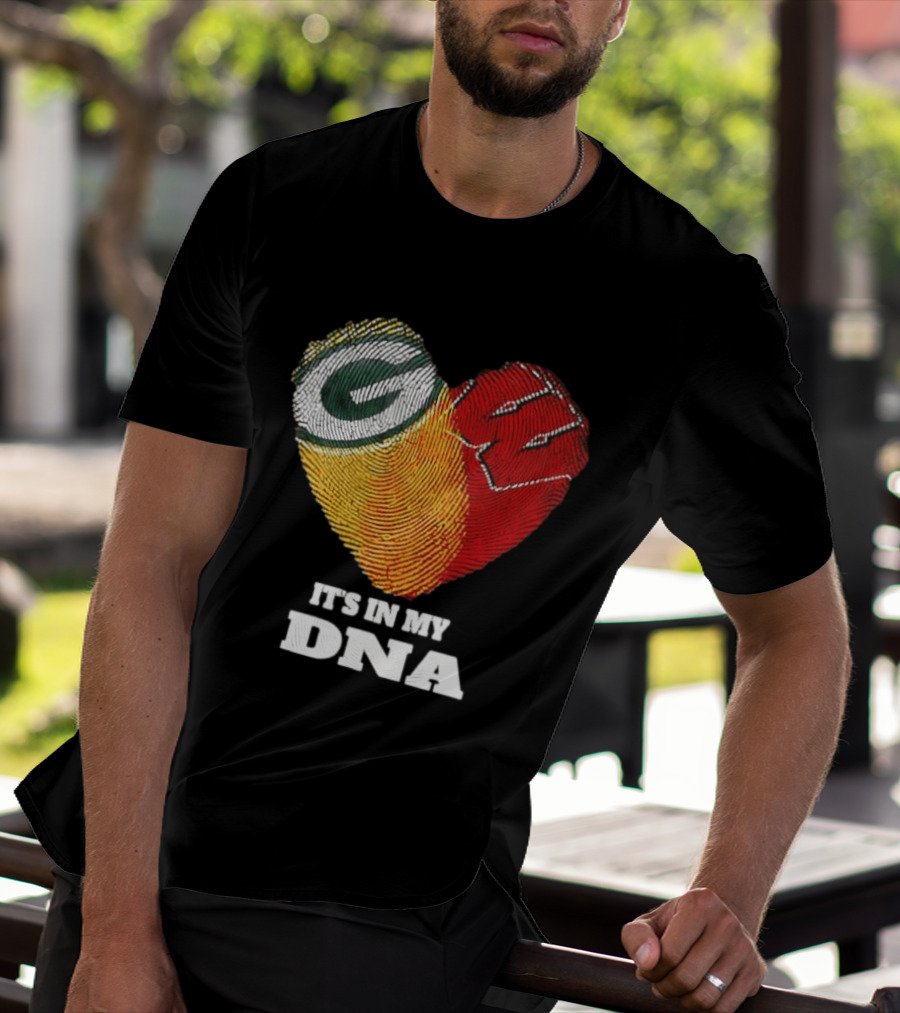 Green Bay Packers It's In My DNA Heart Fingerprint T-Shirt