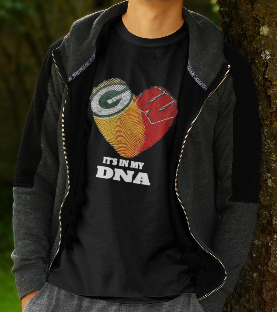 Green Bay Packers It's In My DNA Heart Fingerprint T-Shirt