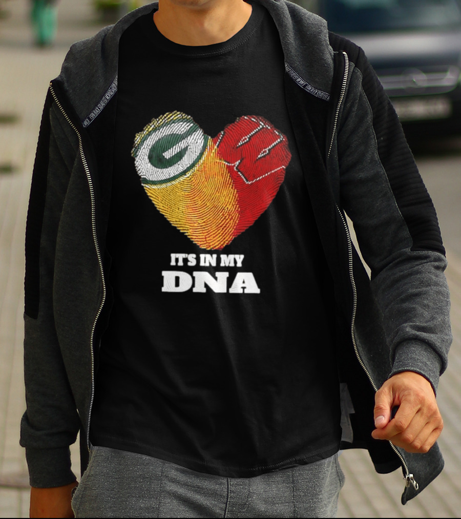 Green Bay Packers It's In My DNA Heart Fingerprint T-Shirt