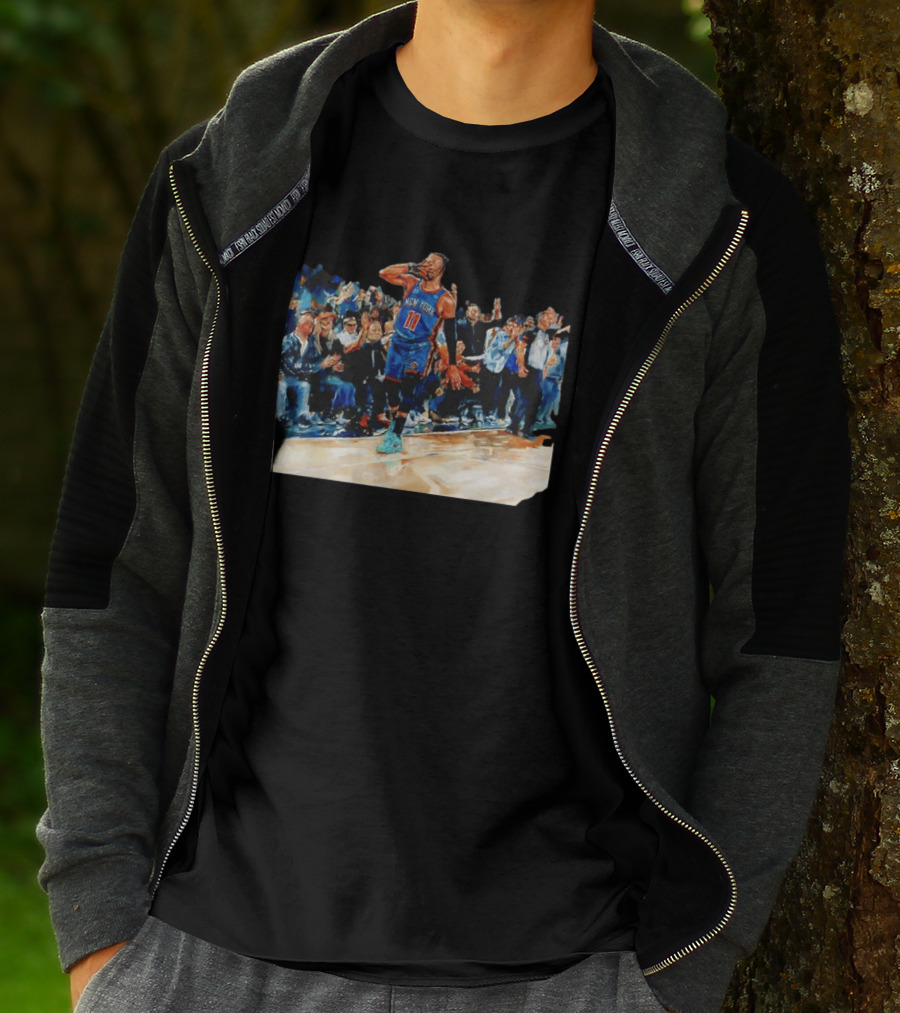 Jalen Brunson New York Knicks NBA Oil Painting Player In Action T-Shirt
