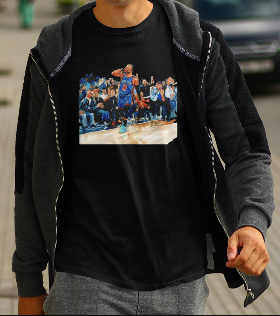 Jalen Brunson New York Knicks NBA Oil Painting Player In Action T-Shirt
