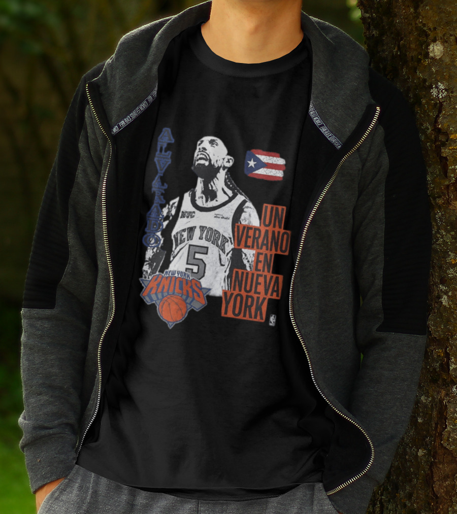 Alvarado New York Knicks NBA Un Verano En Nueva York Puerto Rico Flag 2026 T-Shirt