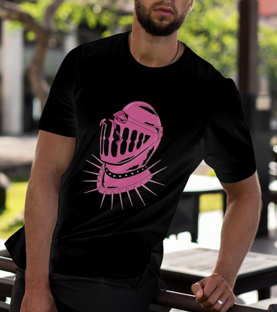 Knight Helmet With Pink Bow And Spiked Choker Aesthetic T-Shirt