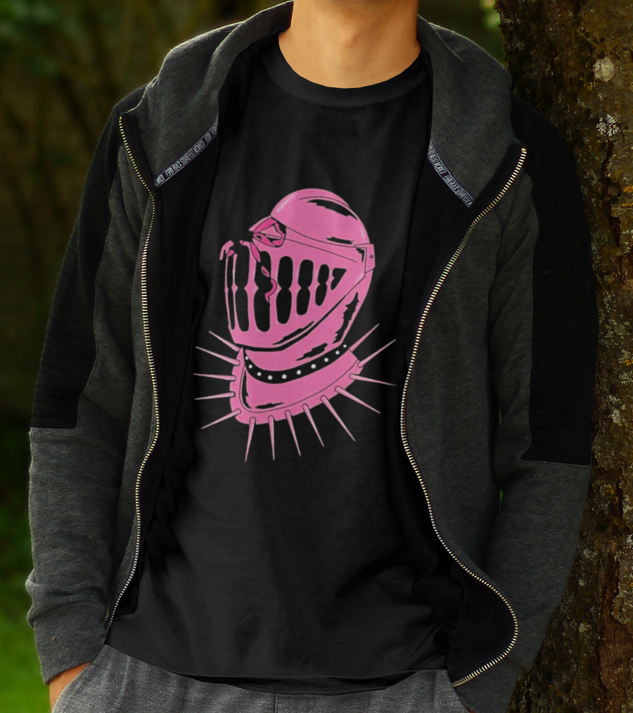 Knight Helmet With Pink Bow And Spiked Choker Aesthetic T-Shirt