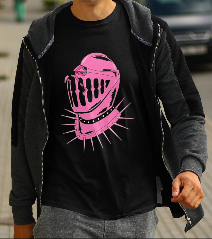 Knight Helmet With Pink Bow And Spiked Choker Aesthetic T-Shirt
