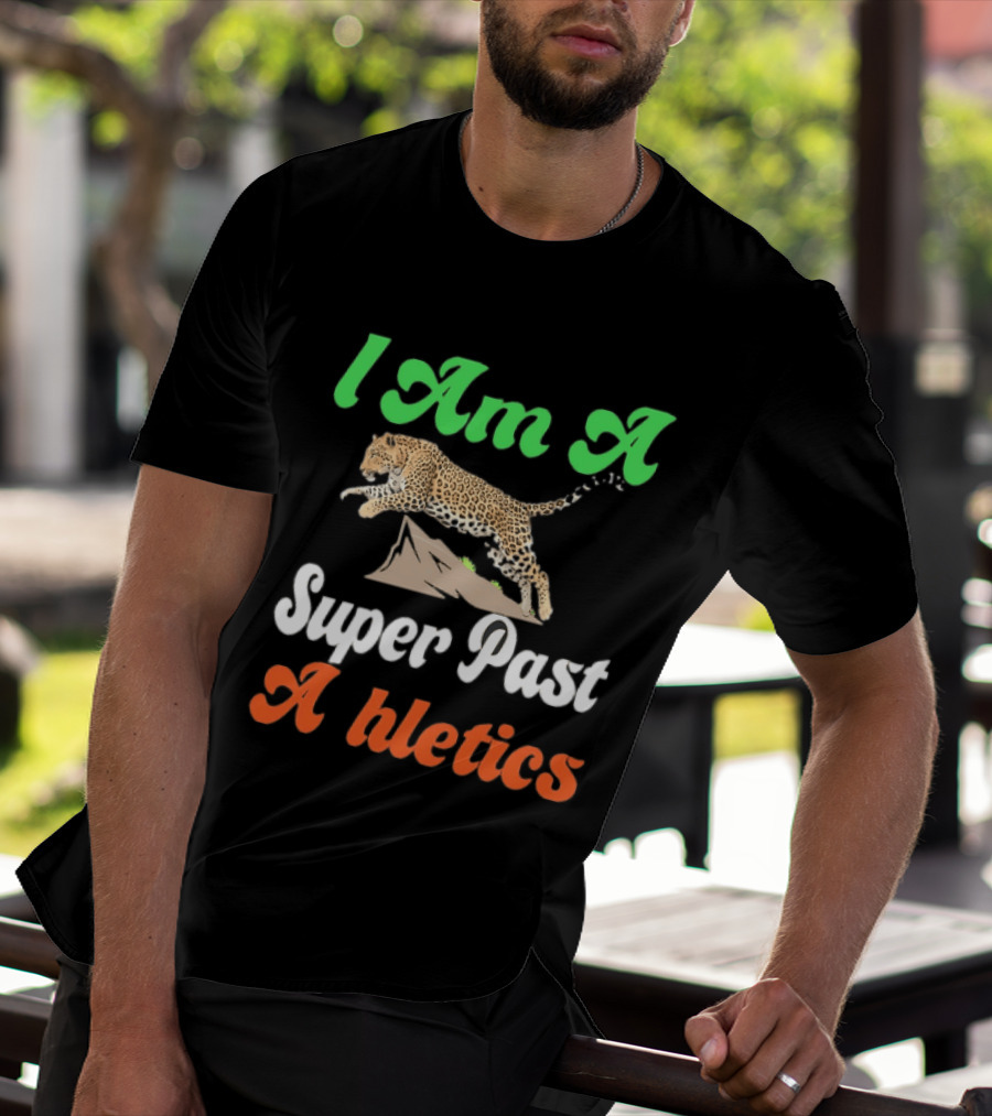 I Am A Super Past Athletics Leopard Running T-Shirt