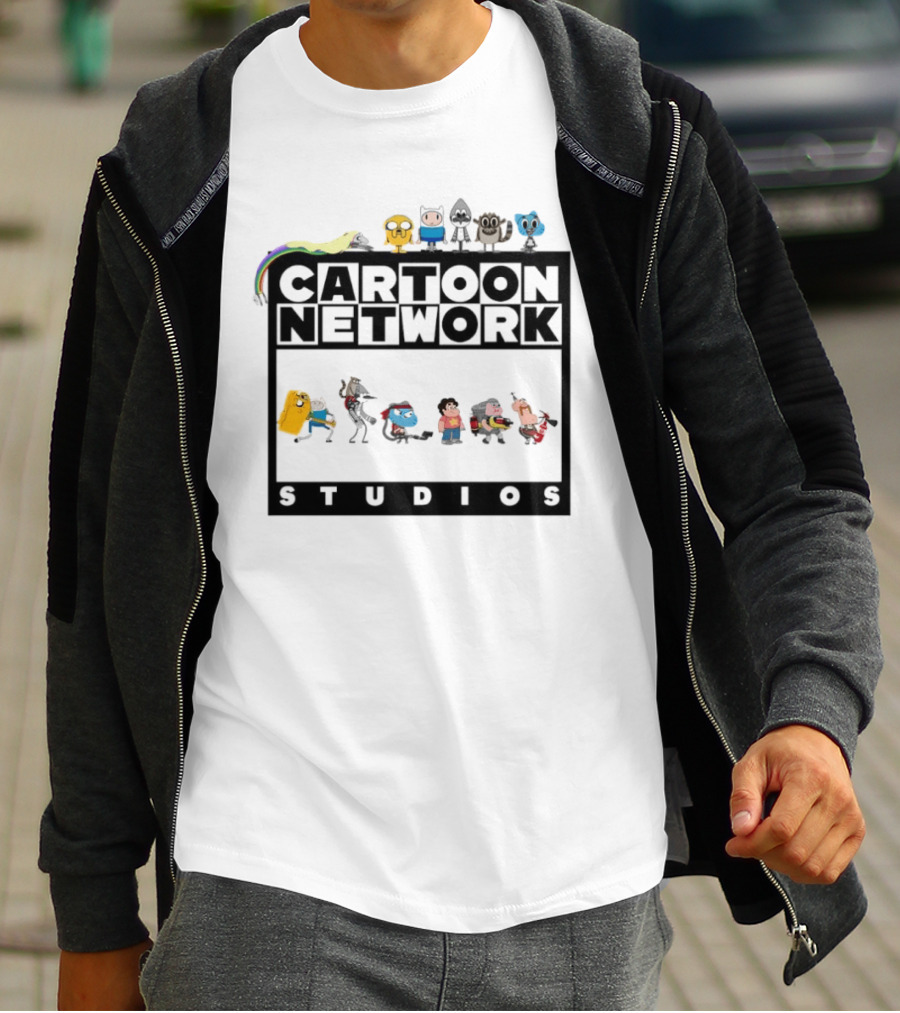 Cartoon Network Studios Finn Jake Mordecai Rigby Gumball Steven Clarence Uncle Character Collage T-Shirt