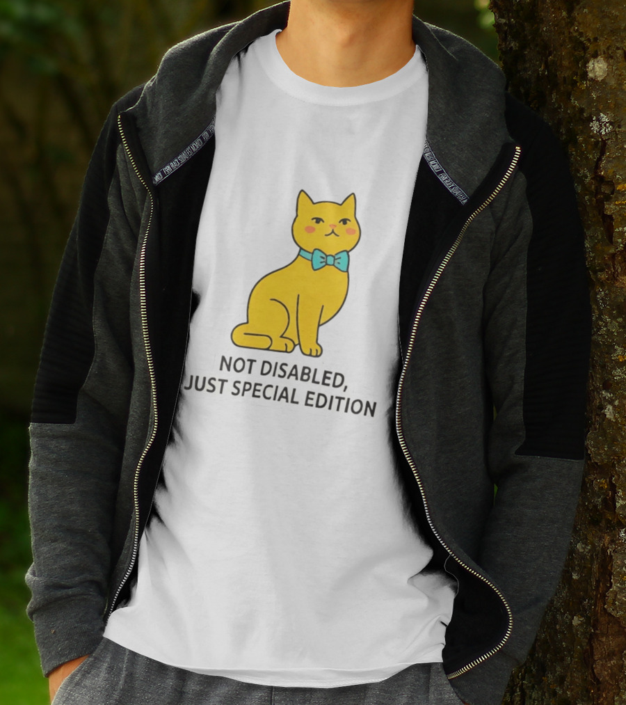 Not Disabled Just Special Edition Cat With Bow Tie T-Shirt