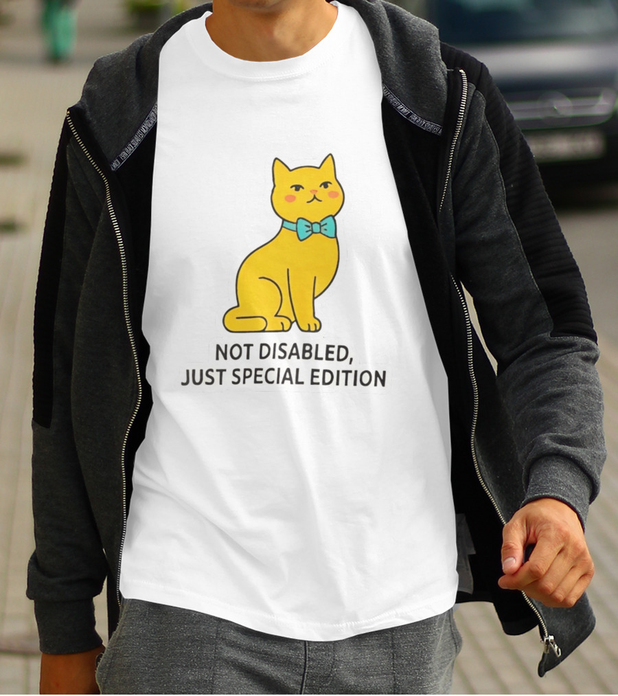 Not Disabled Just Special Edition Cat With Bow Tie T-Shirt