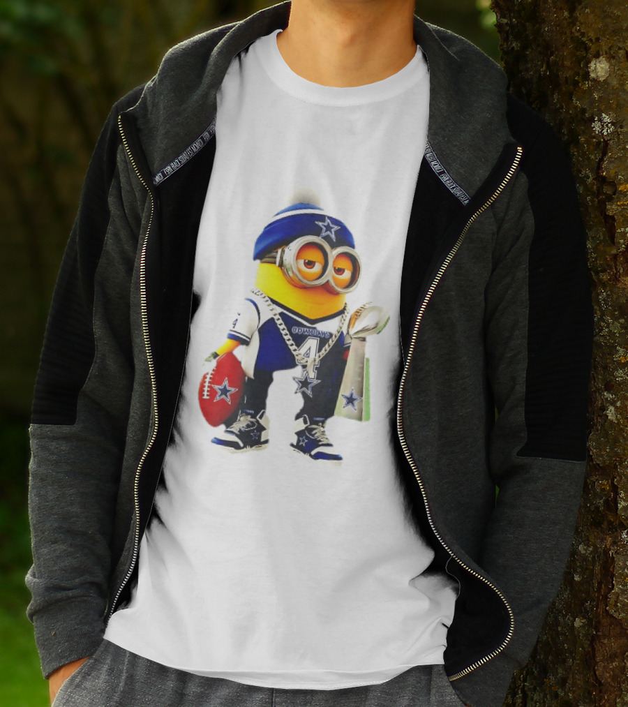Dallas Cowboys Minion With Lombardi Trophy And Football T-Shirt