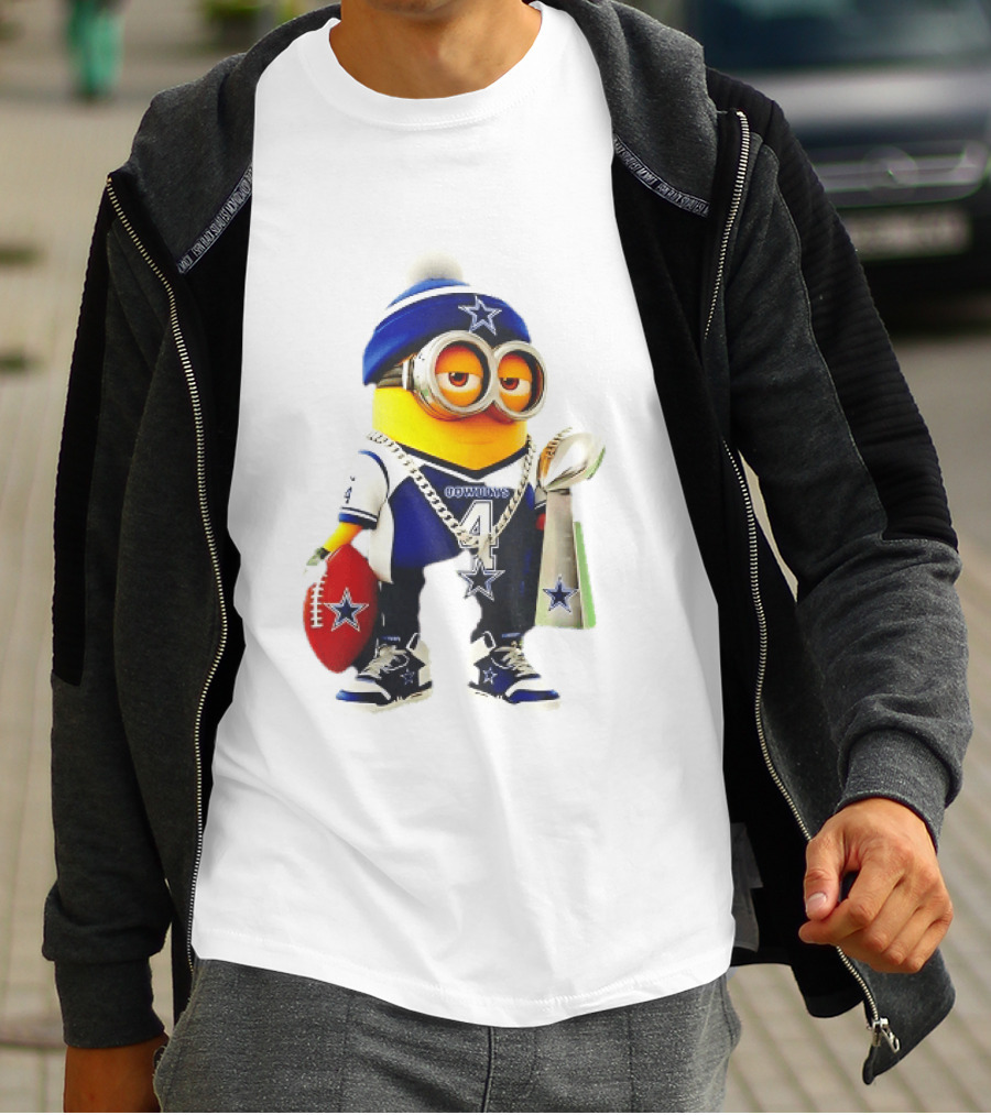 Dallas Cowboys Minion With Lombardi Trophy And Football T-Shirt