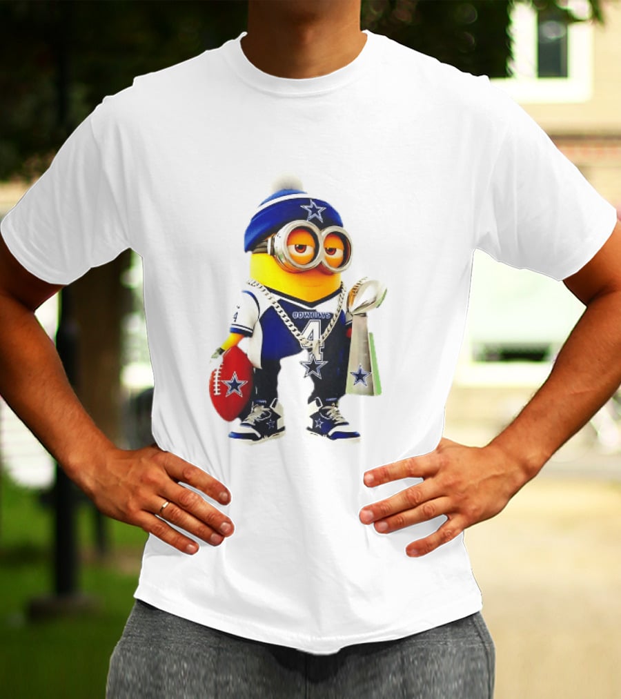 Dallas Cowboys Minion With Lombardi Trophy And Football T-Shirt