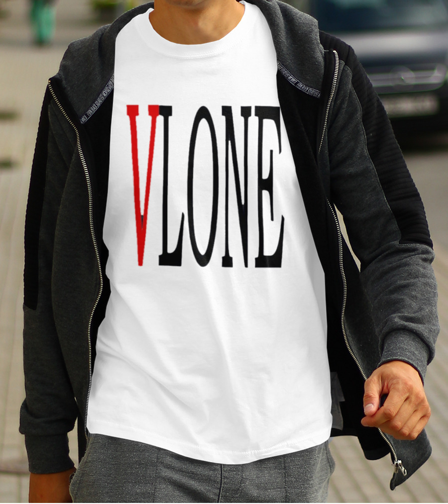 Vlone Logo Red V Black Font Streetwear Fashion T-Shirt