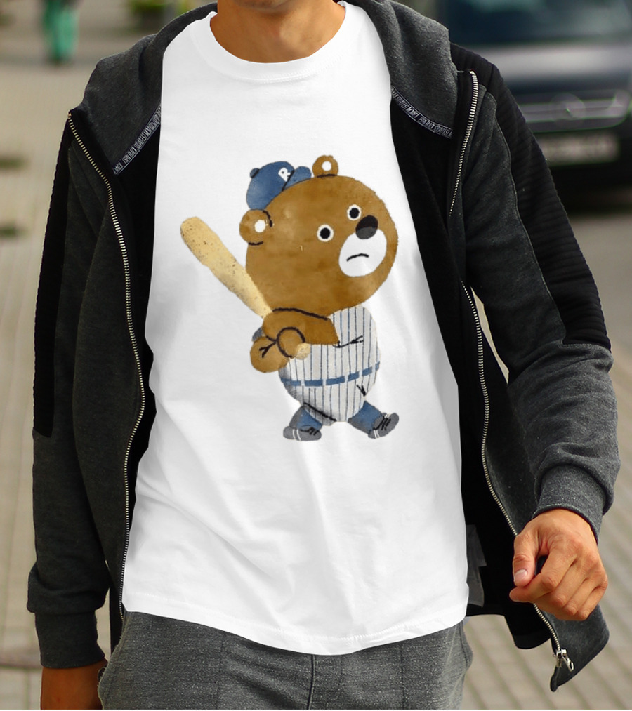 Kuma Bear Takuto Nakagawa Baseball Player Character In Striped Uniform T-Shirt
